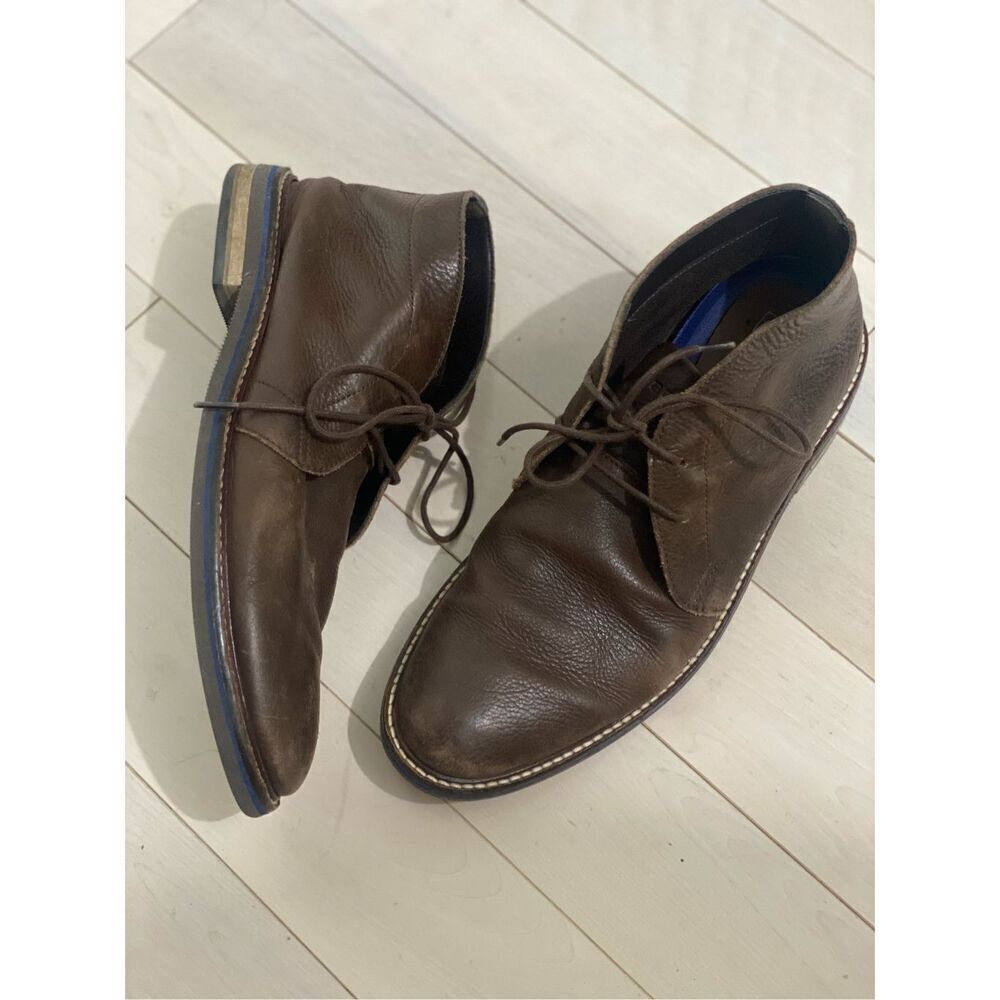 Bostonian Brown Leather Lace Up Plain Toe Brogue Dress Boots Mens US size 9 M